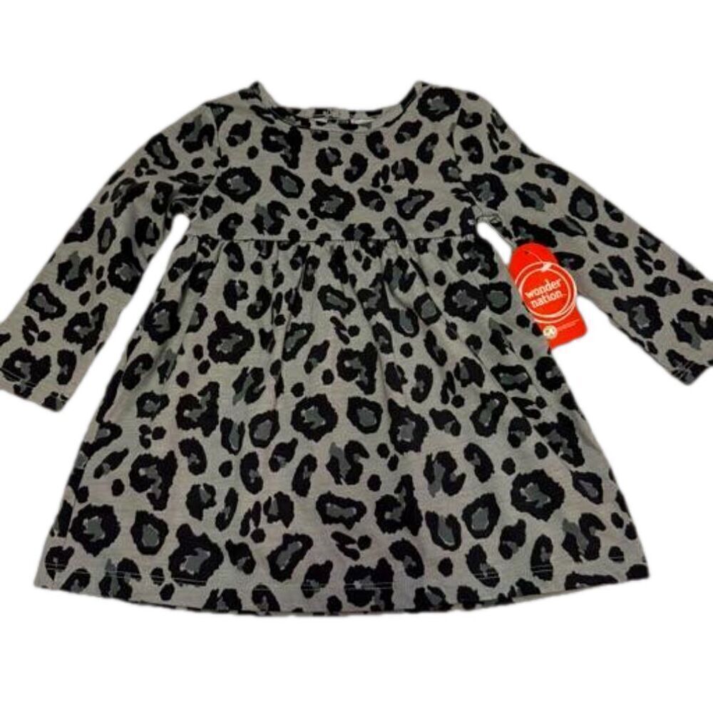 Wonder Nation Girls Leopard Print Long Sleeve Dress Diaper Cover Set 18M NWT - Picture 4 of 11